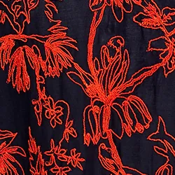 Navy blue oversized top with floral embroideries