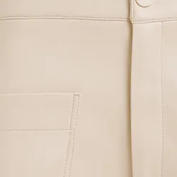 Ecru faux leather straight-leg pants