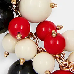 Red, off-white and black sphere-strung chain necklace