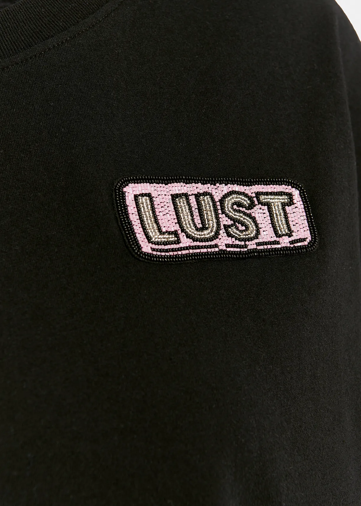 Black organic cotton T-shirt with embroidery