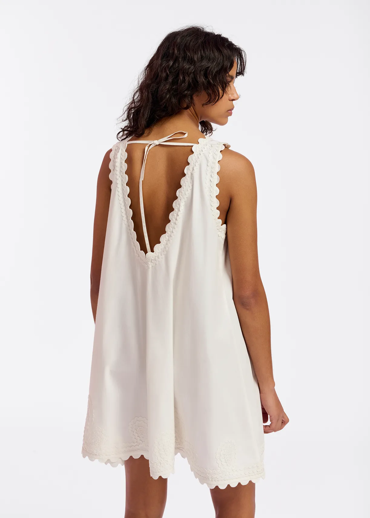 Off-white mini dress with embroideries