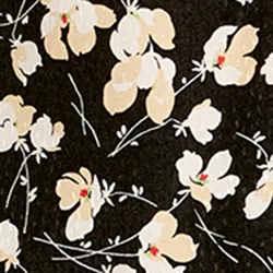 Black floral-print polo top