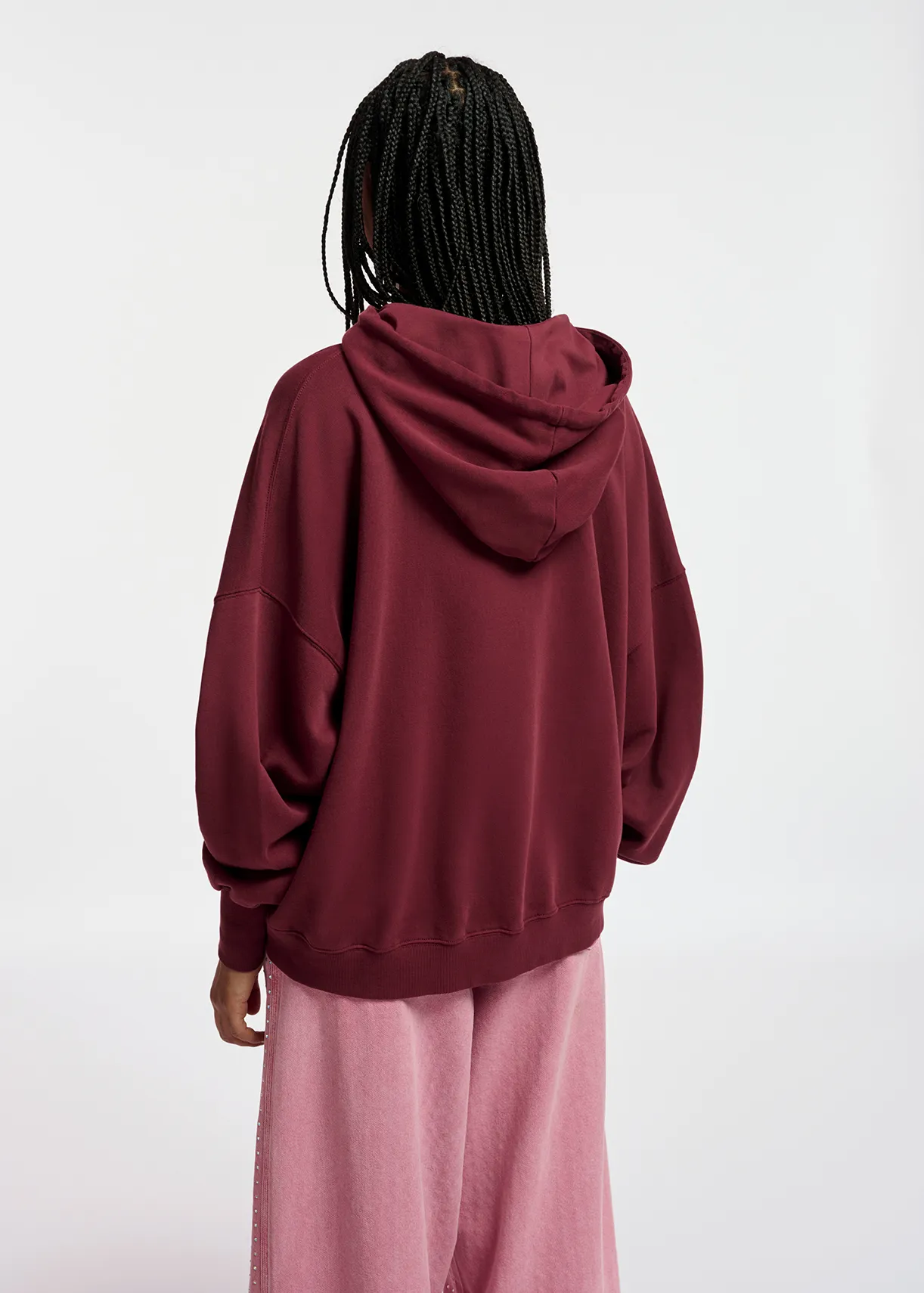 Burgundy organic cotton-jersey hoodie with logo print