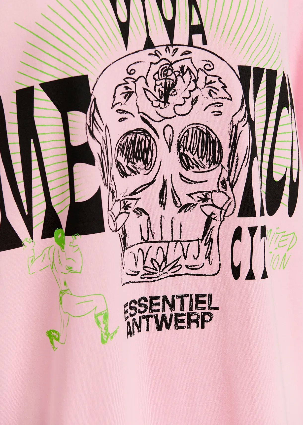 Light pink cotton T-shirt with text print - Online exclusive
