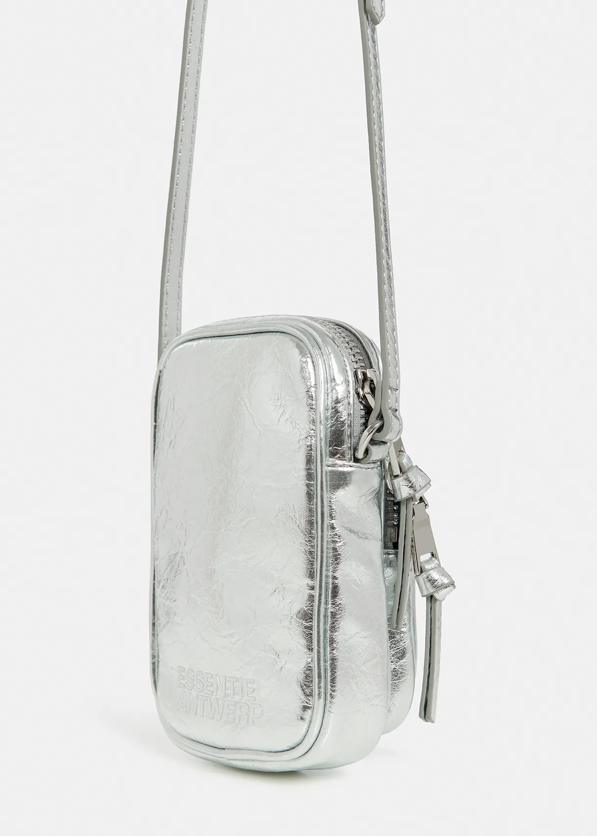 Silver metallic mini shoulder bag