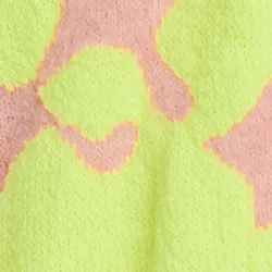 Light pink and neon yellow floral intarsia-knitted sweater