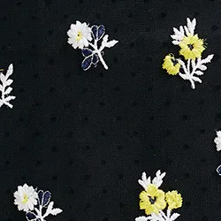 Black tule midi skirt with floral embroideries
