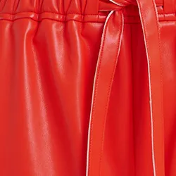 Red faux leather wide-leg pants