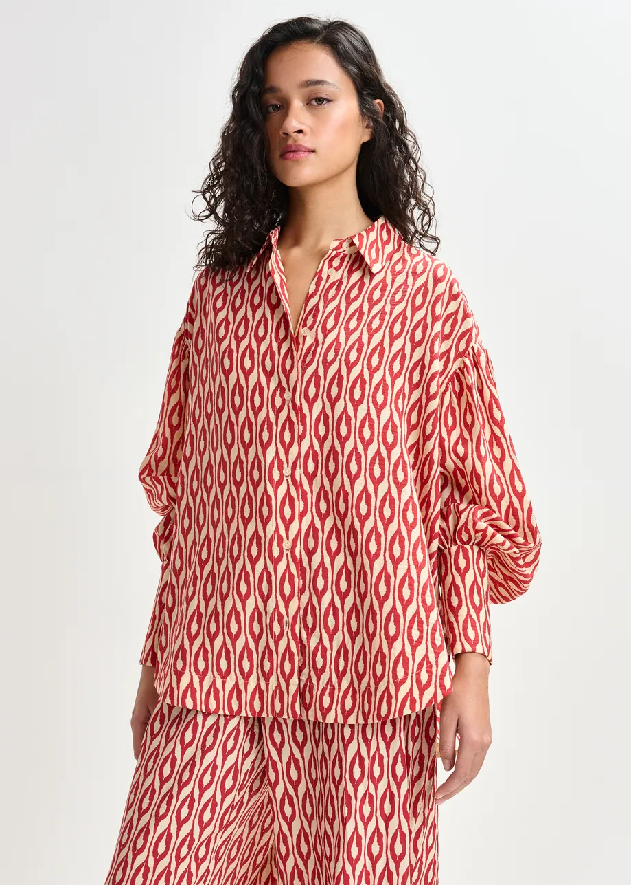 Green and beige printed shirt