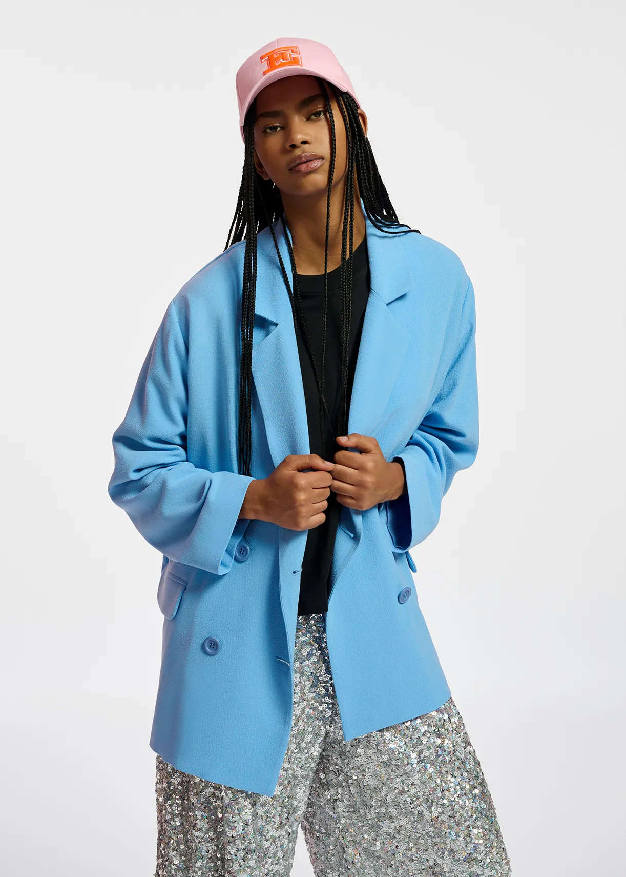 Blue double-breasted blazer
