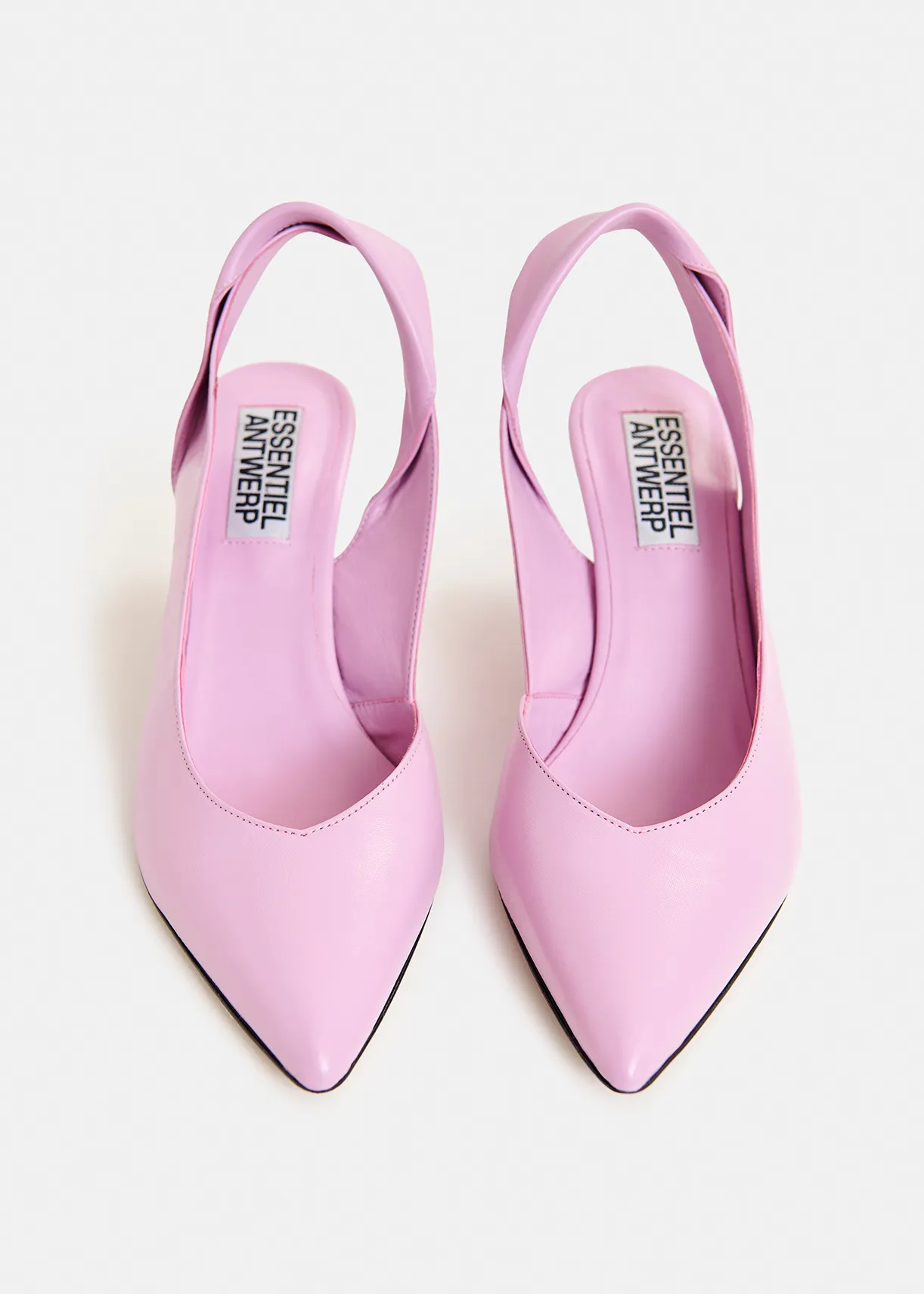 Pink leather slingback pumps