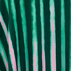 Dark green, green and pink draped midi-length dress