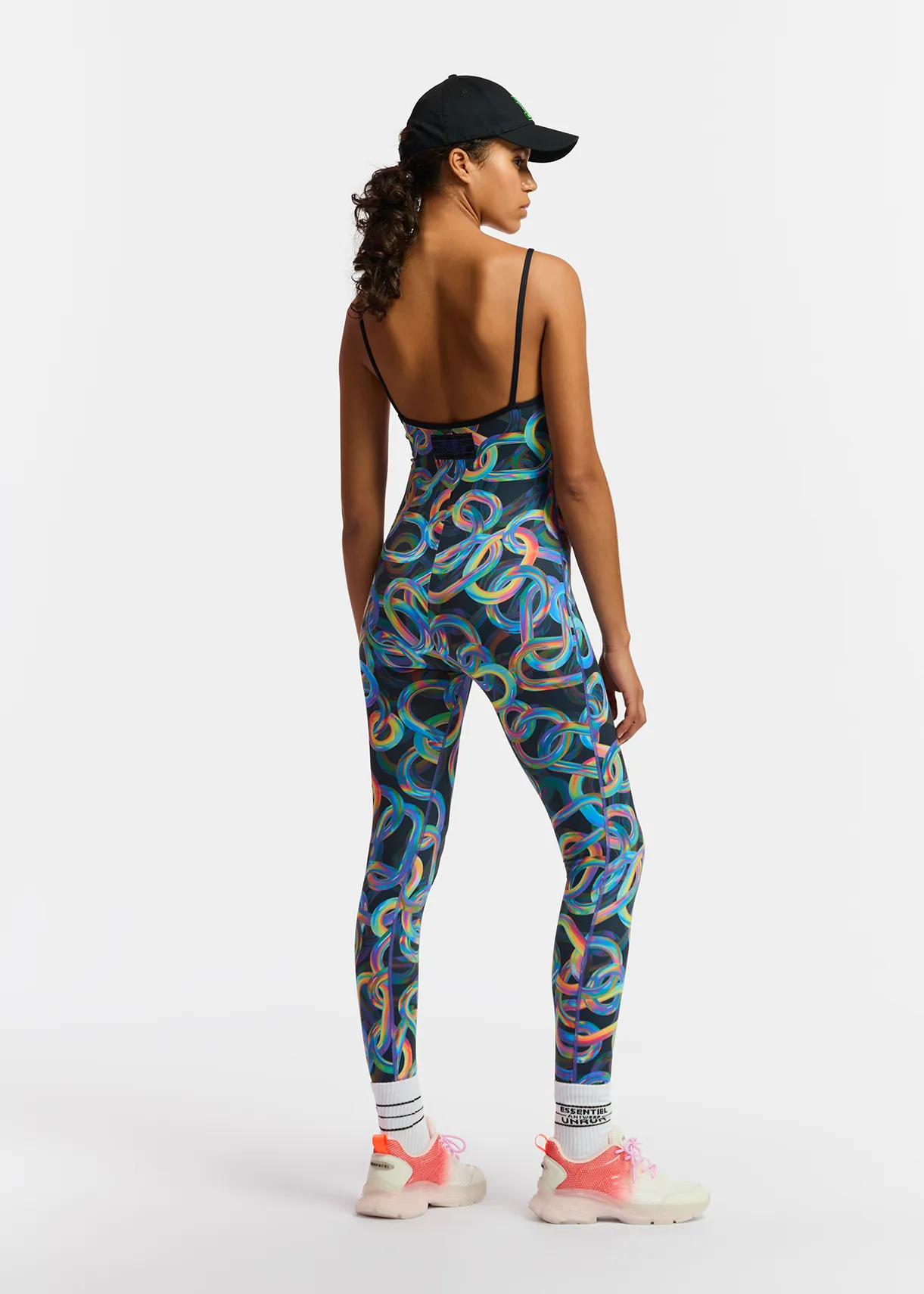 Black abstract printed one piece - collaboration with UNRUN