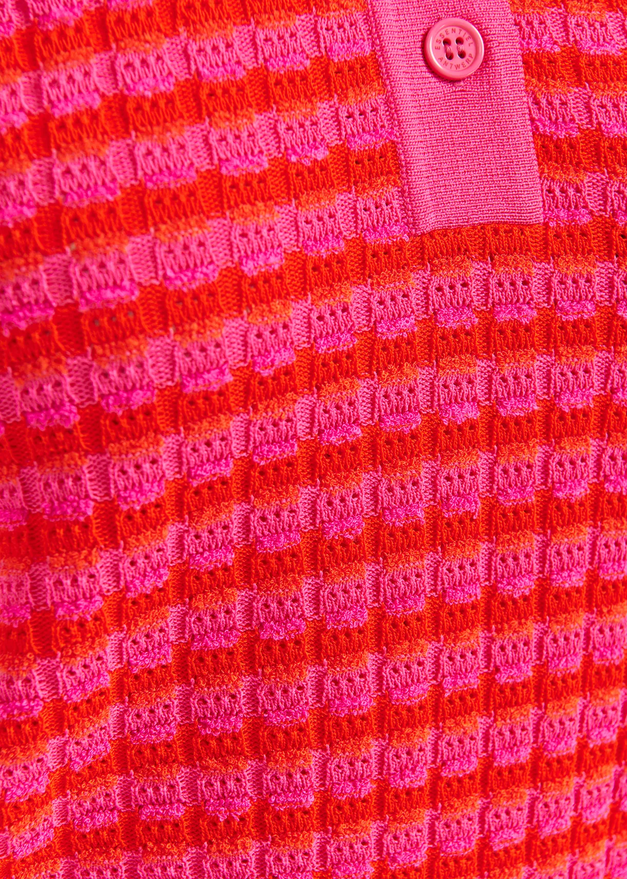 Pink and red striped knitted polo top