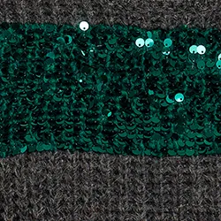 Dark grey and dark green knit sweater with sequin-embellished stripes