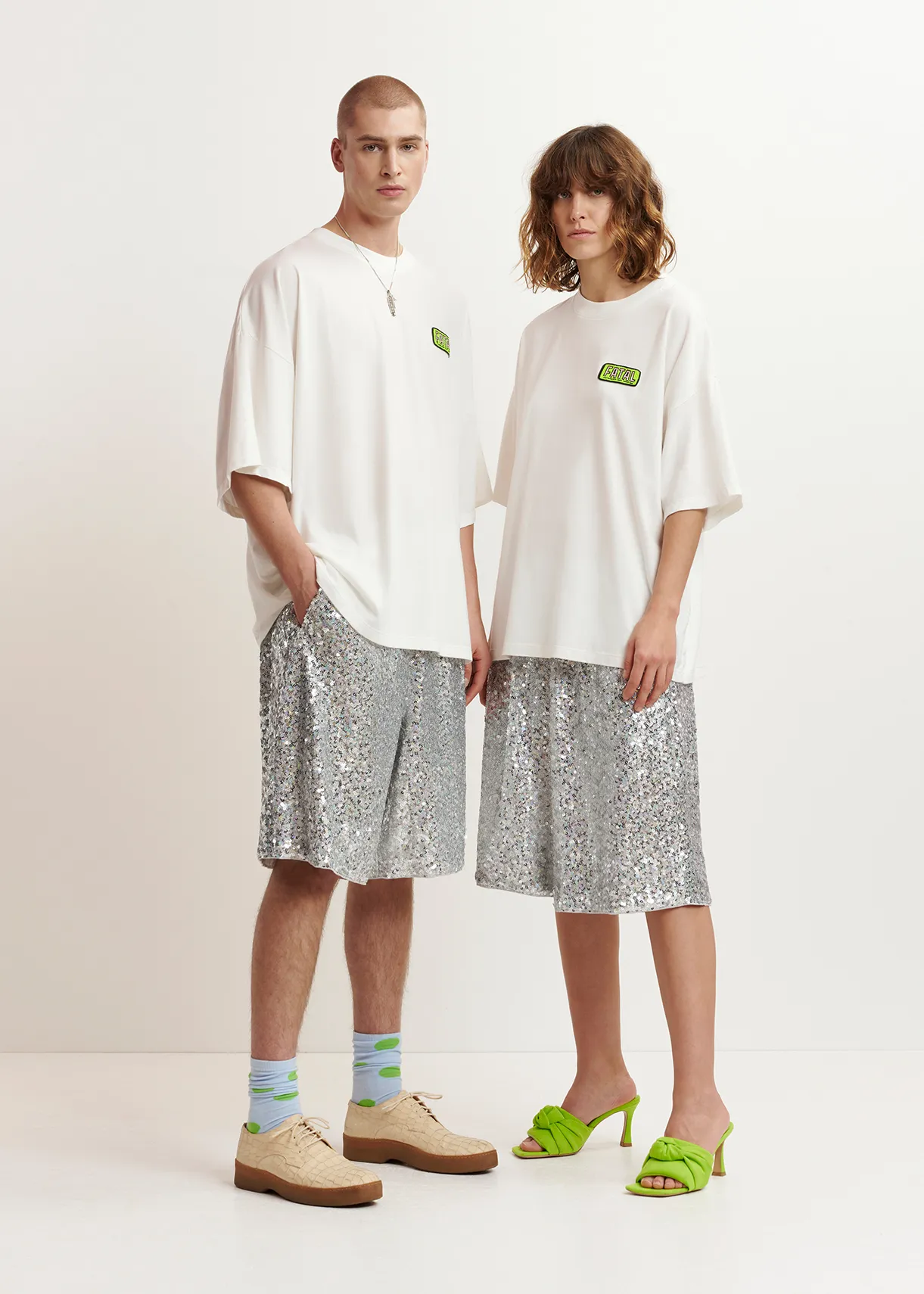 Off-white organic cotton T-shirt with embroidery