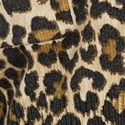 Brown leopard jacquard-knitted V-neck cardigan