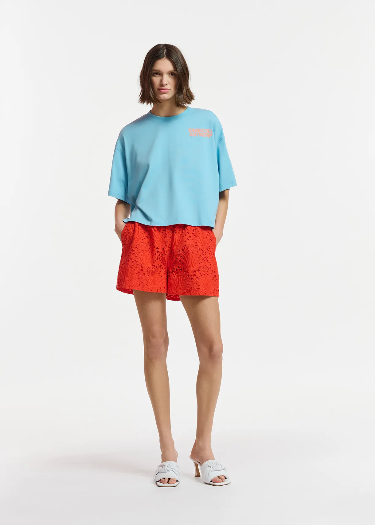 Blue organic cotton T-shirt with logo