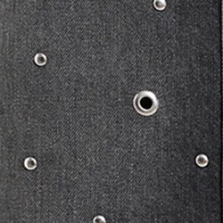 Grey eyelet-embellished denim midi skirt