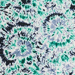 Green and navy blue tie-dye printed turtleneck top