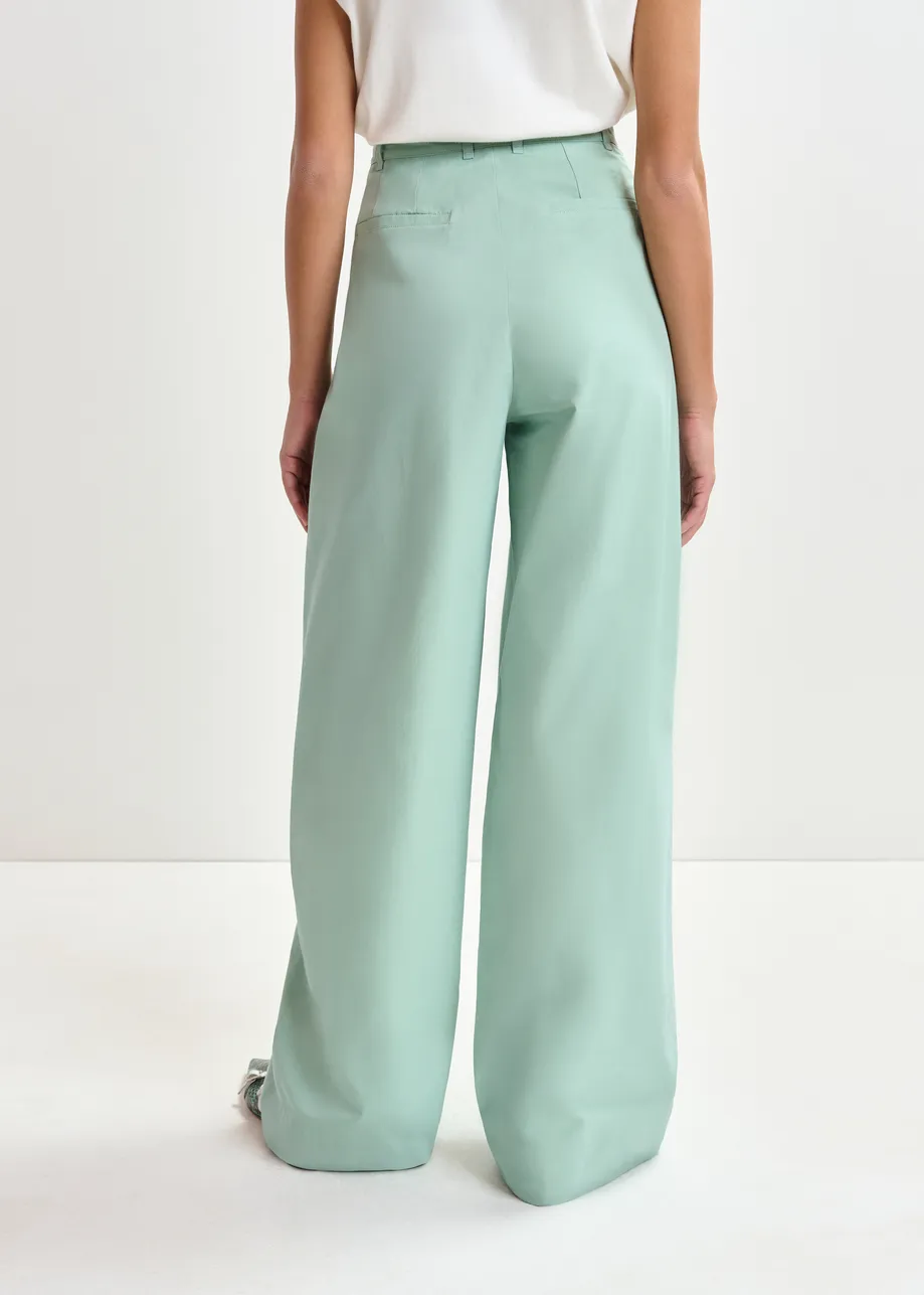 Lichtroze katoenen broek met brede pijp