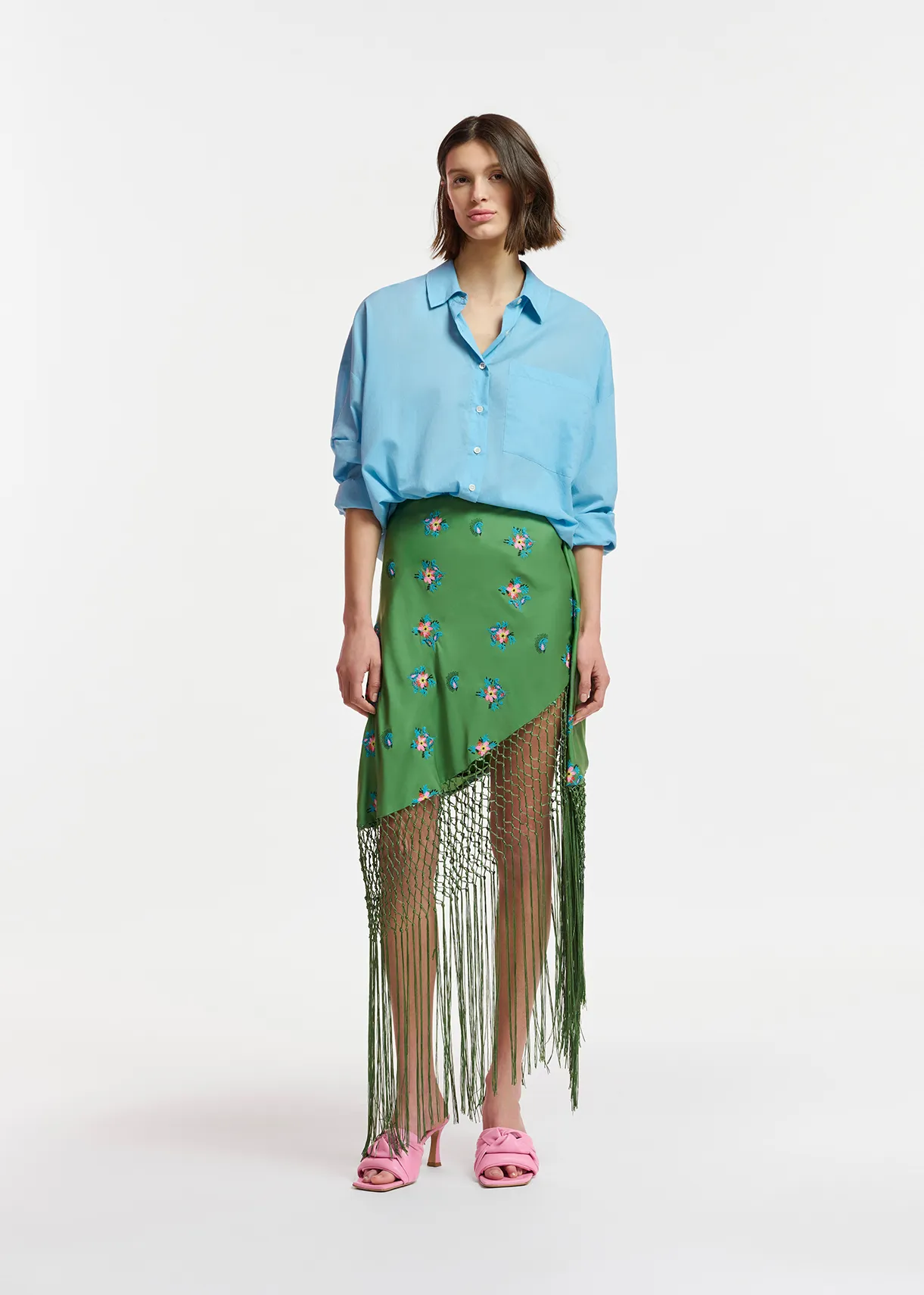 Blue oversized cotton-voile shirt