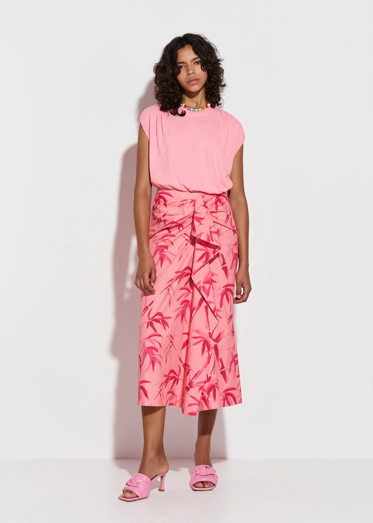 Peach cotton-linen T-shirt