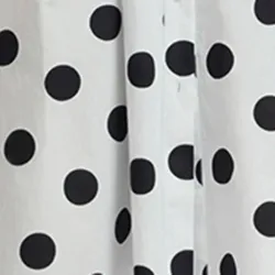 White and black polka-dot pleated midi skirt