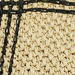 Beige and black paper-raffia shopper bag