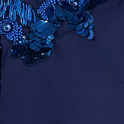 Navy blue cotton shirt with sequin and beaded embroideries