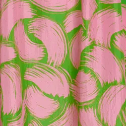 Green and light pink silk dress with abstract print