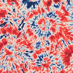 Red and blue tie-dye printed turtleneck top