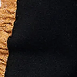 Black turtleneck knit sweater with golden stripes
