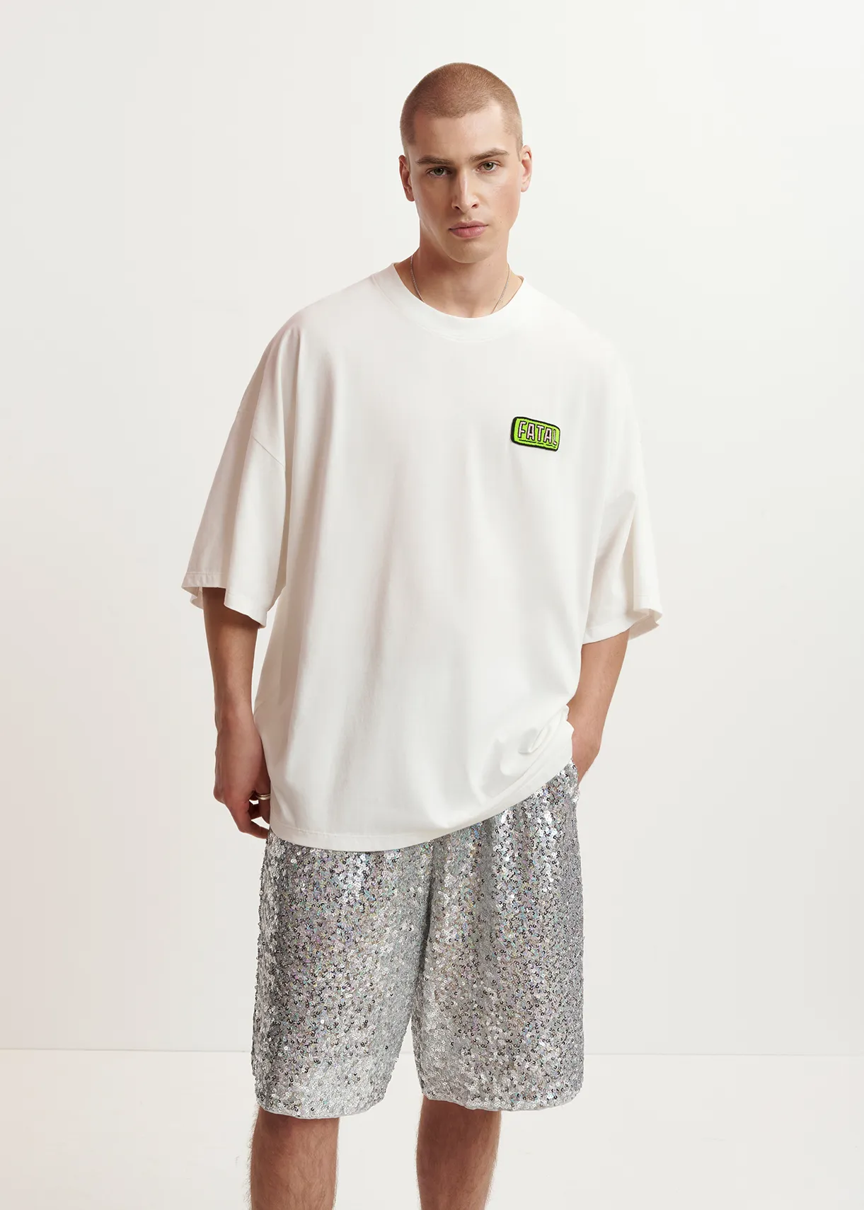 Off-white organic cotton T-shirt with embroidery