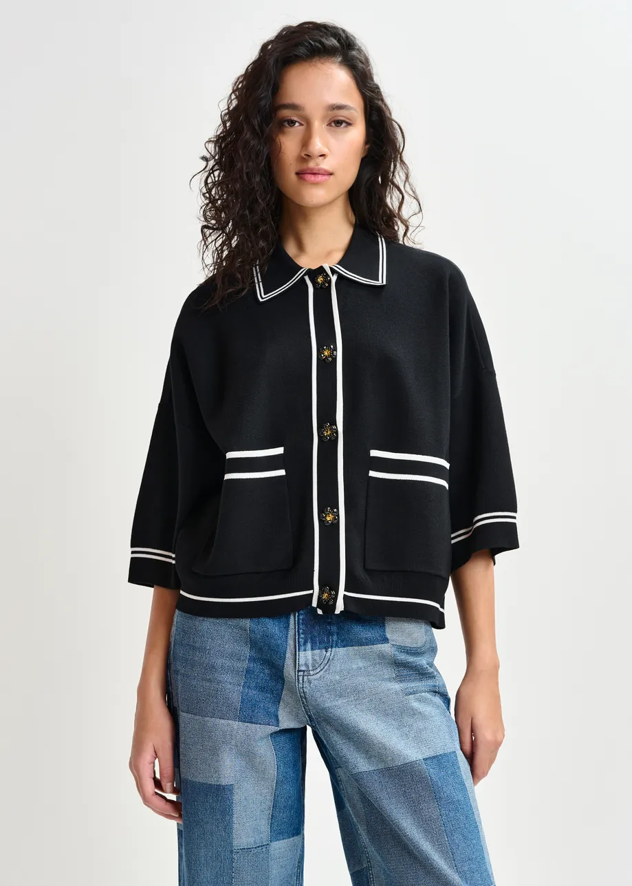 Blue straight-leg patchwork blue jeans