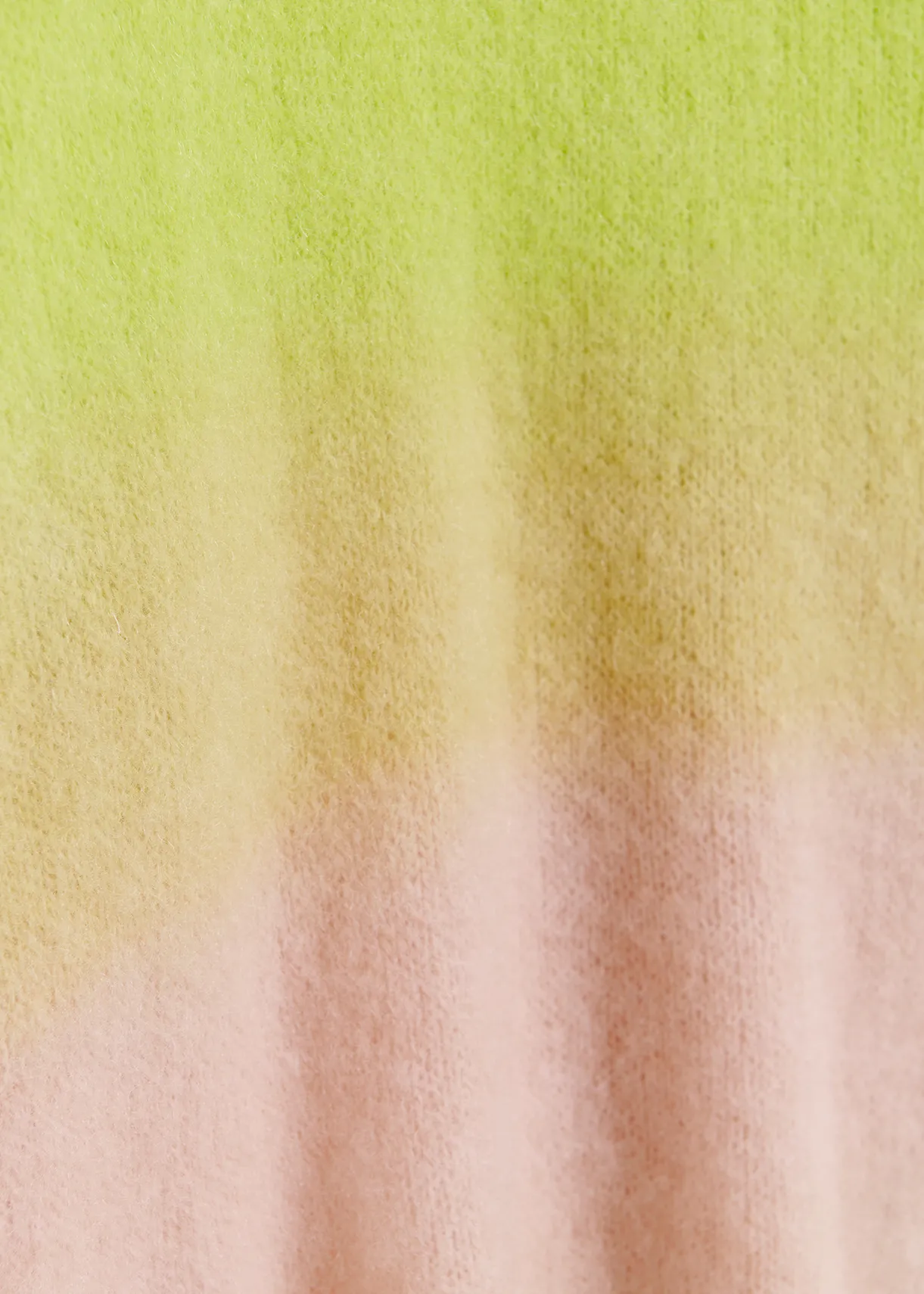 Lime green and light pink knit sweater with gradient effect