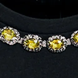 Black cotton T-shirt with rhinestone-embellished neckline