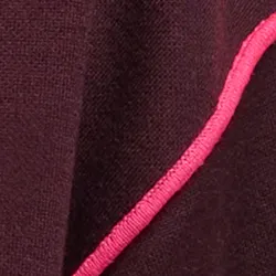 Burgundy short-sleeved sweater with neon pink piping