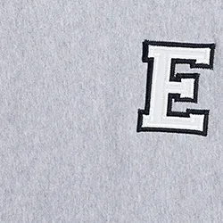 Grey cotton hoodie with embroidered patches