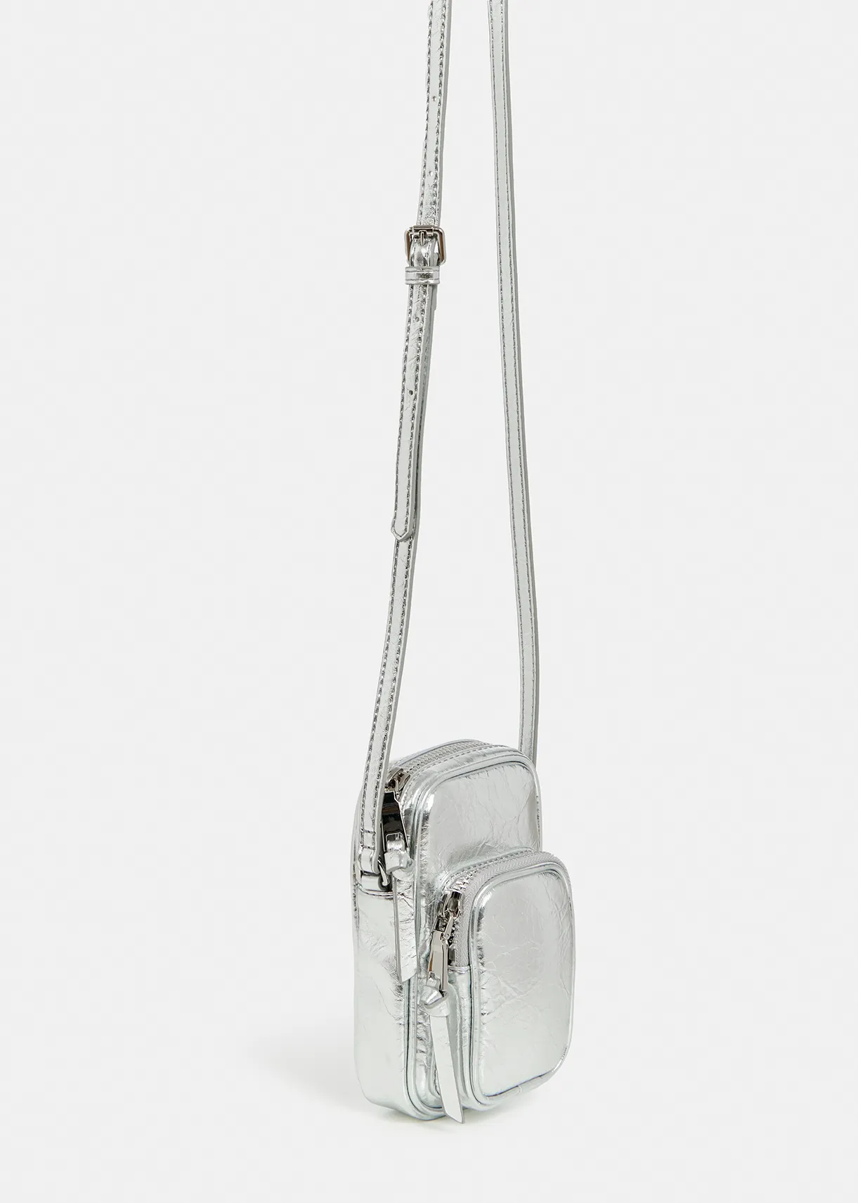 Silver metallic mini shoulder bag