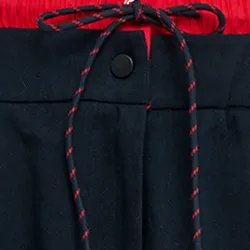 Navy blue and red double-waist pants