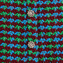 Burgundy, blue and green wool-blend tweed midi skirt