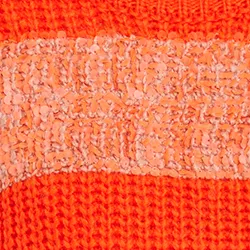 Orange knit sweater with sequin-embellished stripes
