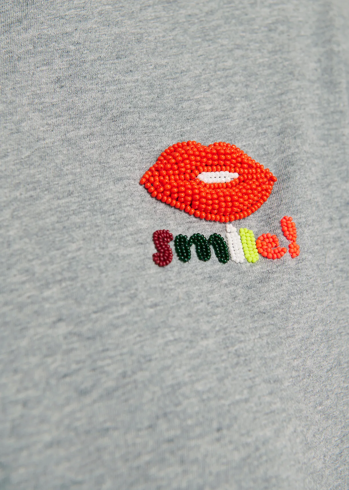 Grey organic cotton T-shirt with embroidery