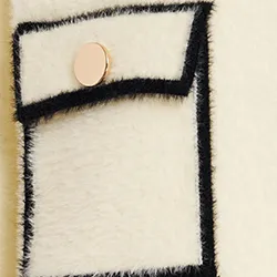 Off-white fuzzy knitted cardigan