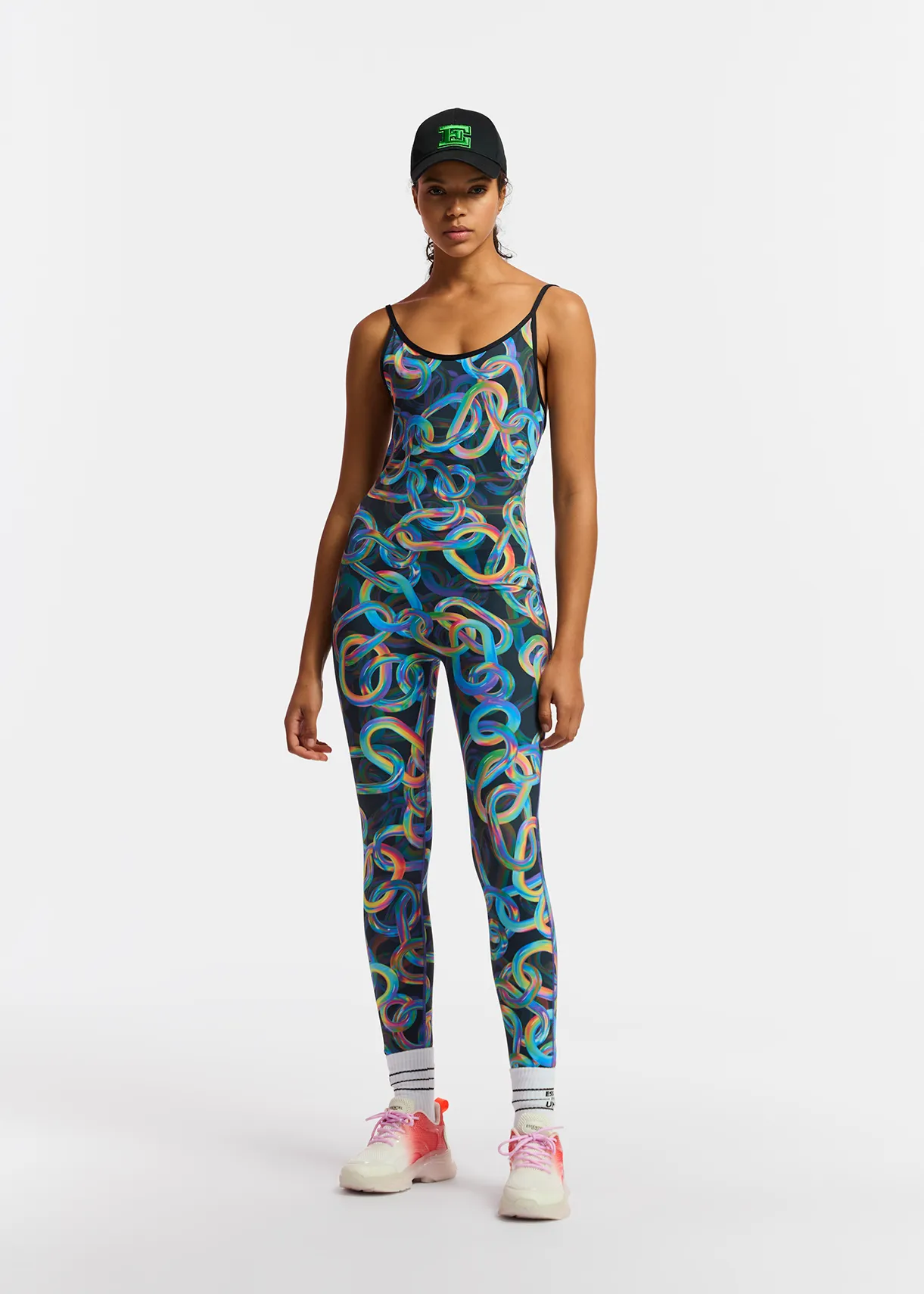 Black abstract printed one piece - collaboration with UNRUN