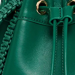 Dark green leather mini bucket bag