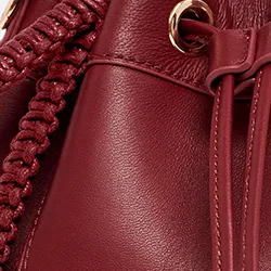 Burgundy leather mini bucket bag