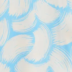 Blue and off-white short-sleeved shirt with abstract print