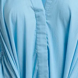 Blue cotton maxi-length dress with ties